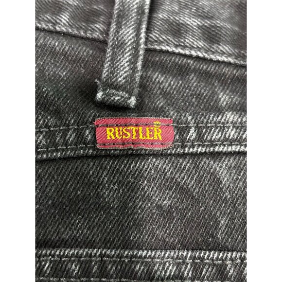 Rustler Mens Black Denim Jeans 34x30 Straight Leg 100% Cotton Made In Nicaragua - Picture 3 of 10